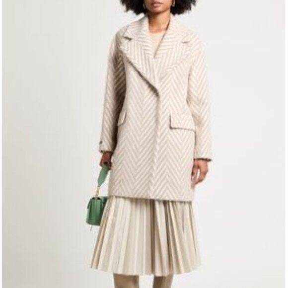 PESERICO SINGLE BREASTED HERRINGBONE WOOL COAT